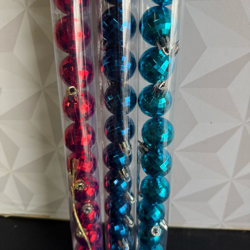 Kit bola de Natal facetada vermelha ou azul 3cm com 15 peças para árvore de Natal bolinha bolas Globo quadriculada
