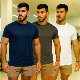 Kit 3 Camiseta Dry Fit Masculina Casual Camisa Treino Academia Esportes Exercícios Corrida Leve