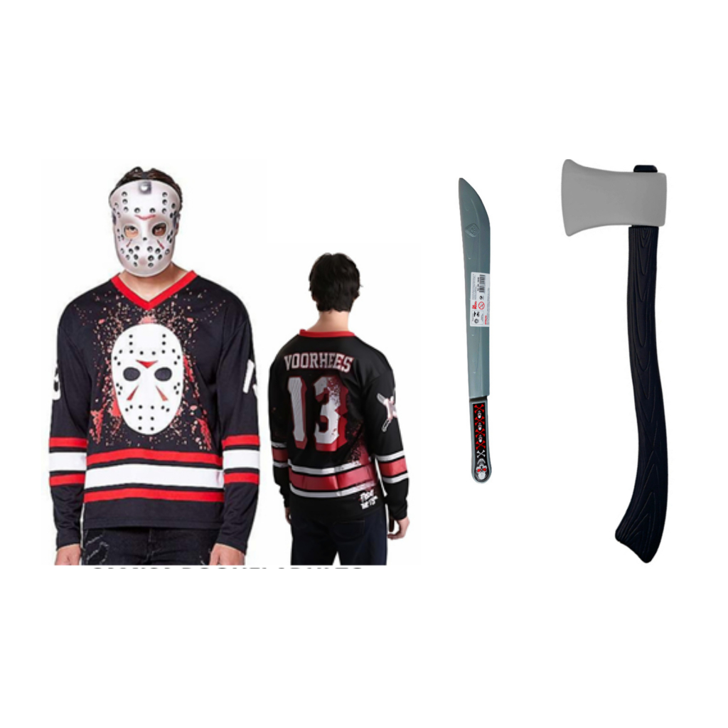 Fantasia Jason Camisa Machado Facão Adulto Halloween Festa Fantasia