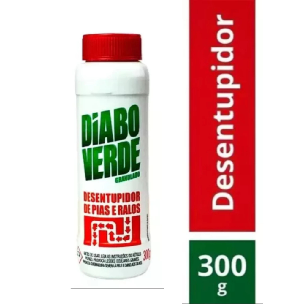 DIABO VERDE GRANULADO DESENTUPIDOR DE PIAS RALOS RÁPIDO E FORTE 300g em Oferta na Shopee