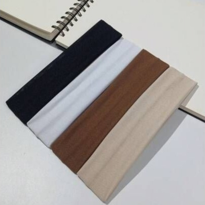 Kit 4 Faixas de Cabelo Unissex – Esporte, Academia e Penteados | Preto, Branco, Bege e Marrom Escuro