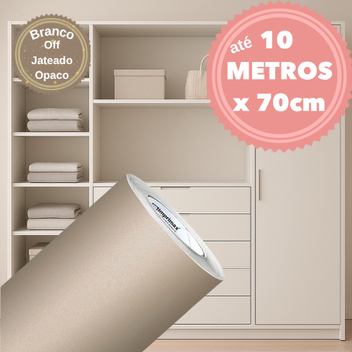 Até 10 METROS X 70CM Adesivo Vinil Laca BRANCO OFF WHITE Jateado Envelopamento Móveis Armário Parede Decoração Carro