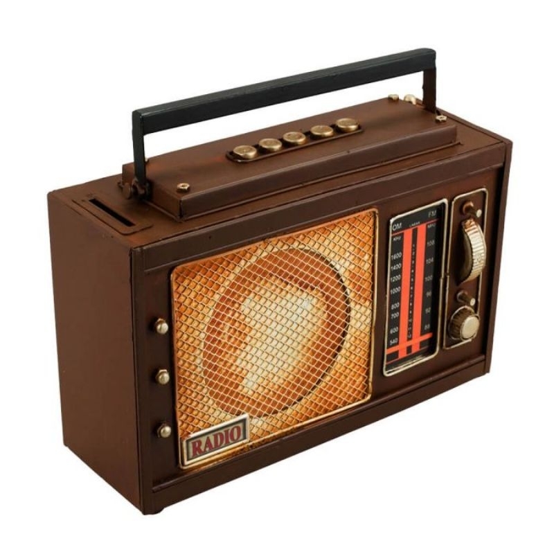 Rádio Antigo Cofrinho 19.5x8x23cm Estilo Retrô - Vintage