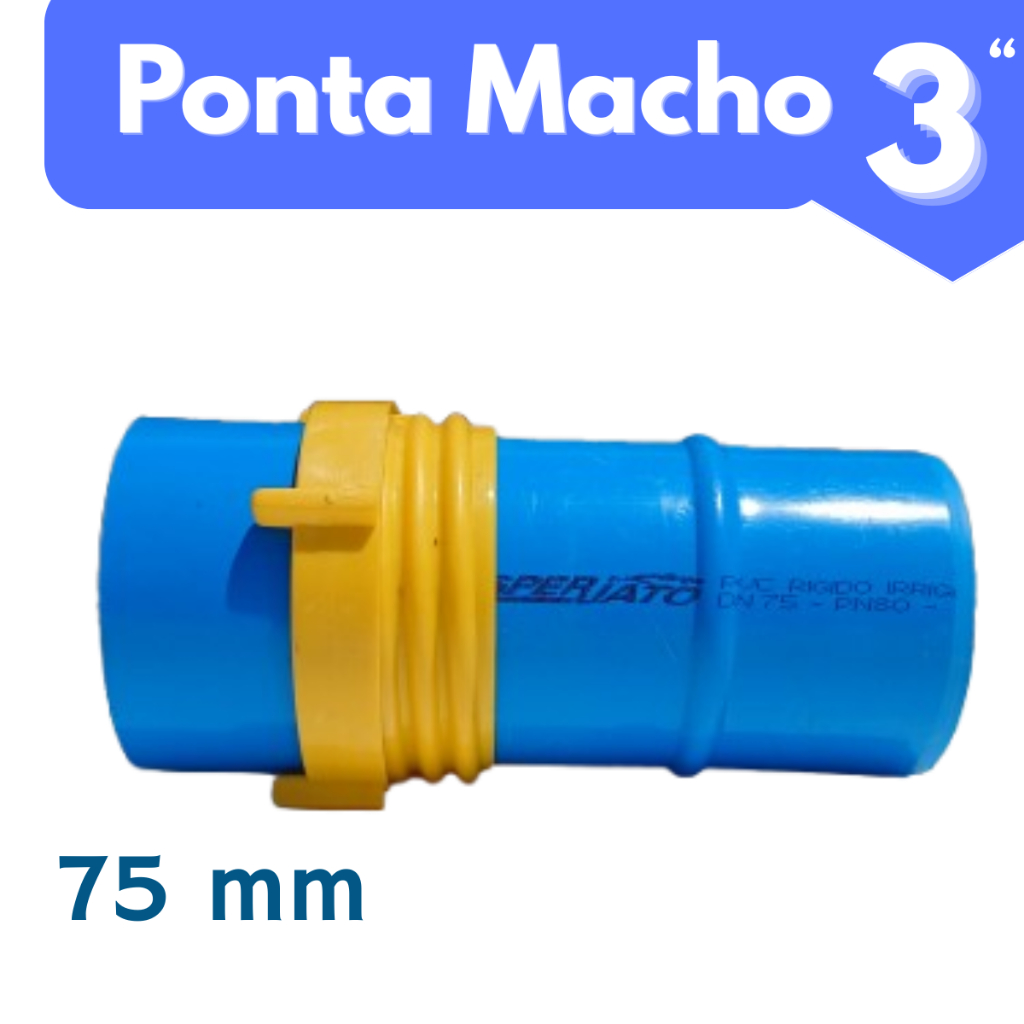 Ponta Macho 3" polegadas 75 mm para Conexões de Irrigação PVC Asperjato