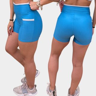 Shorts Feminino Bolso Academia Meia Coxa Fitness Roupa Ginástica Corrida Ciclismo Zero Transparência em Oferta na Shopee