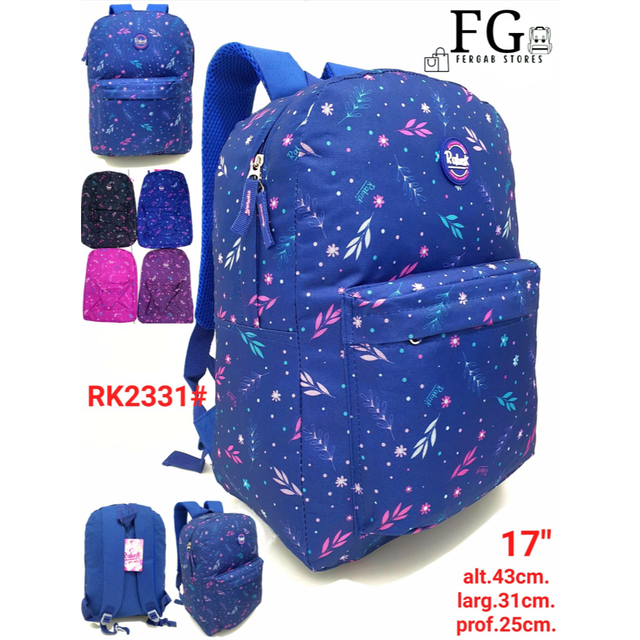 Mochila juvenil reforzada Florida, funda grande, diseño de tela floral RK2331