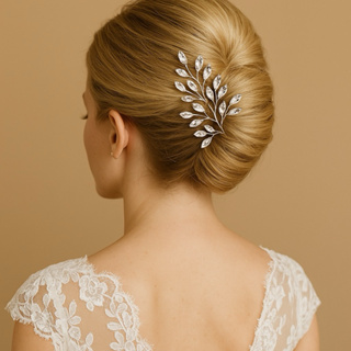 Arranjo de cabelo casamento civil coque banana grampo de cristal prata para noivas floristas daminhas Enfeite delicado em Oferta na Shopee