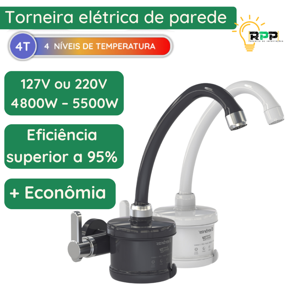 Torneira Elétrica 4T Plus Parede Para Cozinha Enerbras Original