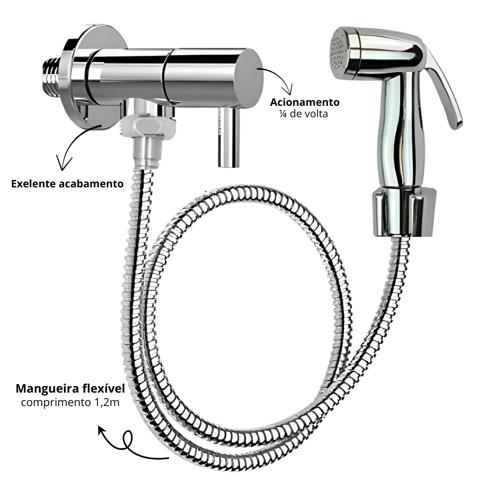 Ducha Higiênica Cromada ABS com Registro  Resistente, Leve e Fácil de Instalar em Oferta na Shopee