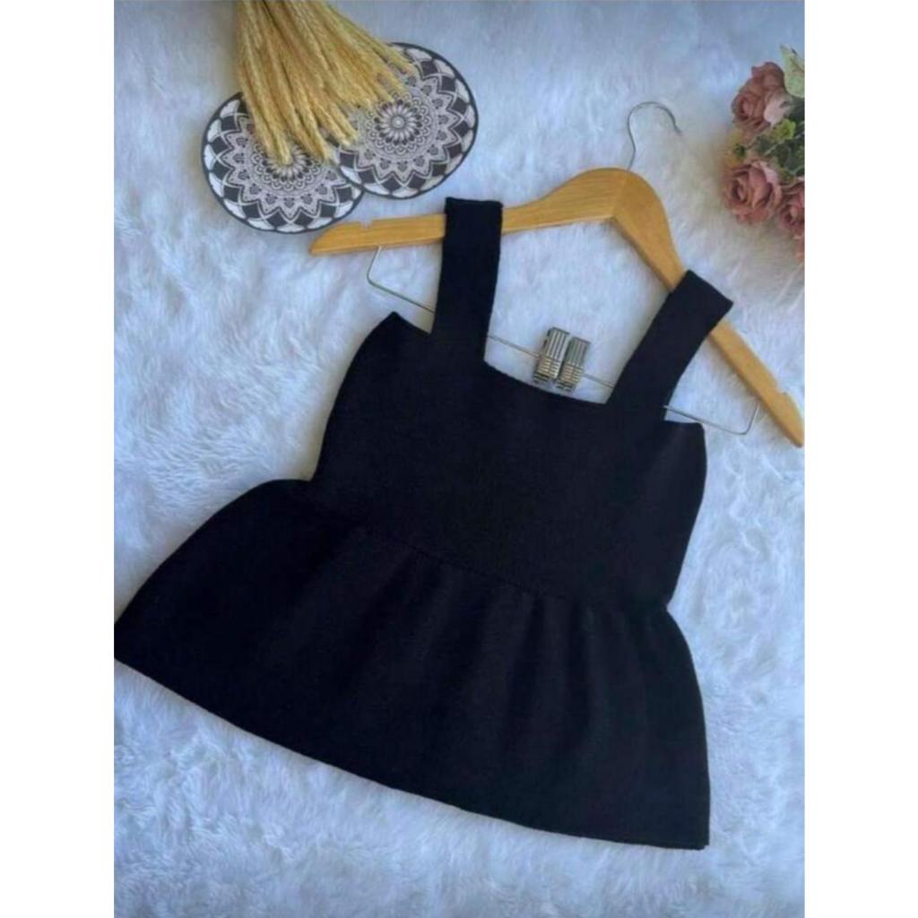 Blusa Bata Regata Feminina Com Babado Peplum Tricot Modal Verão Realiza Trico Rodadinho Tendência