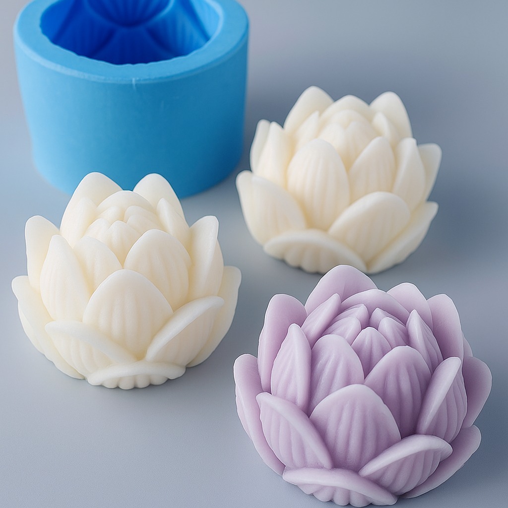 MOLDE DE SILICONE  PARA VELA E SABONETE FLOR DE LOTUS 4X4 CM em Oferta na Shopee