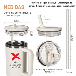 1 Tampa Flip de Reposição Antivazamento e 1 Canudo para Copo Térmico 30Oz 40Oz e 887ML 1200 ML em Oferta na Shopee