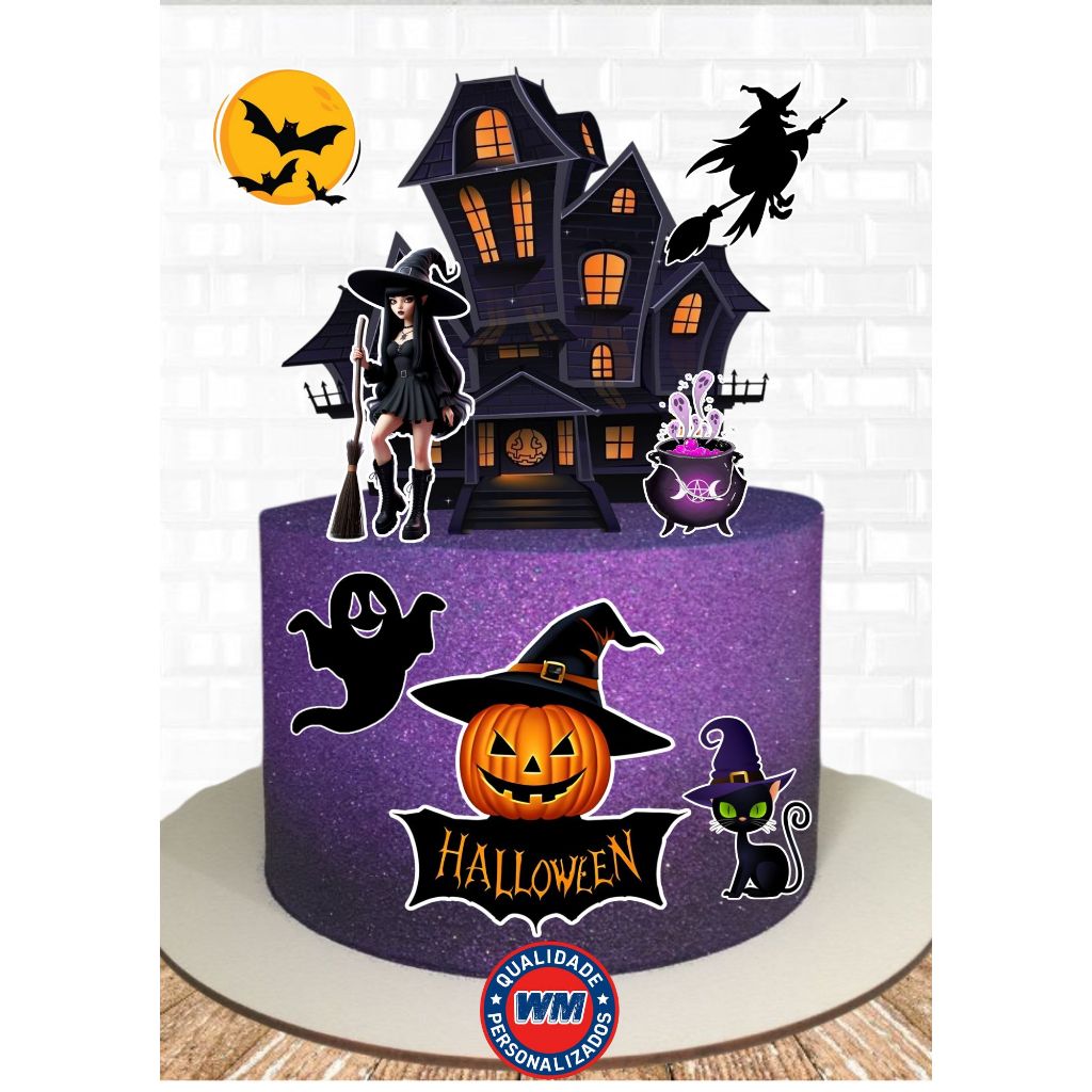 Topo Topper de Bolo Halloween Bruxa
