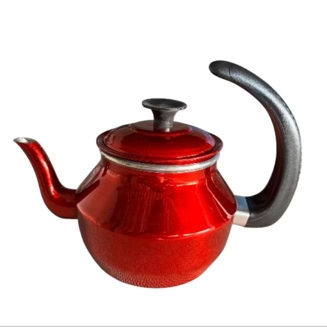 Chaleira N 10 Alumínio 950ml Cabo Baquelite Longo Com Filtro Preto Vermelho Polido Café Chá