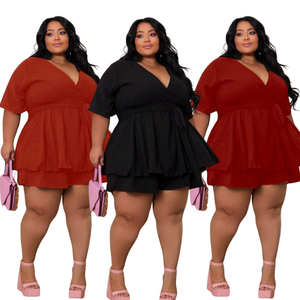 Macacão Macaquinho Duna Plus Size Decote V Tamanho Grande 50 ao 56 Blogueira Boho Chic em Oferta na Shopee