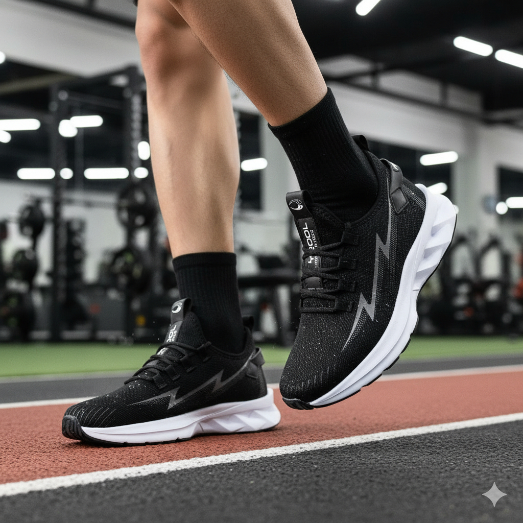 Tênis Masculino Esportivo Fit Academia Corrida Confortável Leve Solado Macio Preto/Prata