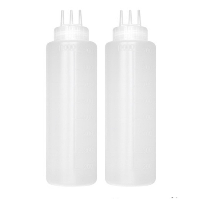 Kit 2 Bisnagas Flexíveis Com 3 Bicos 1 Litro P/ Molhos Ketchup Mostarda Maionese