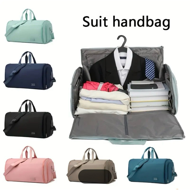 Mala de Viagem Dobrável com Cabideiro Interno | Bolsa Organizador de Roupas e Ternos 2 em 1 – Impermeável, Grande