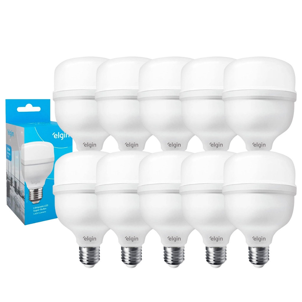 Lâmpadas Led Bulbo Elgin Alta Potência 20w Bivolt 6500k Kit 2 a 10 Lâmpadas Monte o seu Kit em Oferta na Shopee