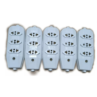 Tomada Em Barra Tripla 10a/20a Kit 5 Peças Para Extensão Régua em Oferta na Shopee