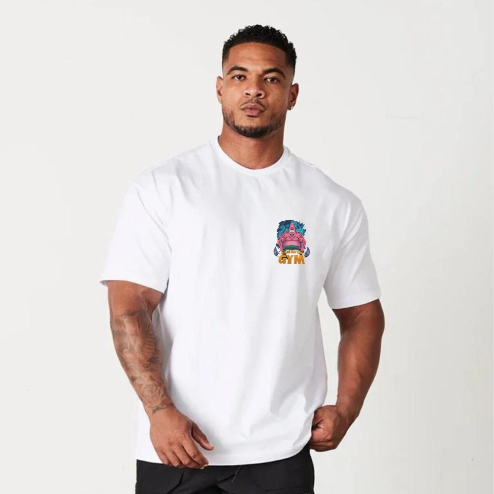 Camiseta Oversized Premium Estampa Patrick Gym Blusão Academia Treino,Maromba 100% Algodão Legday