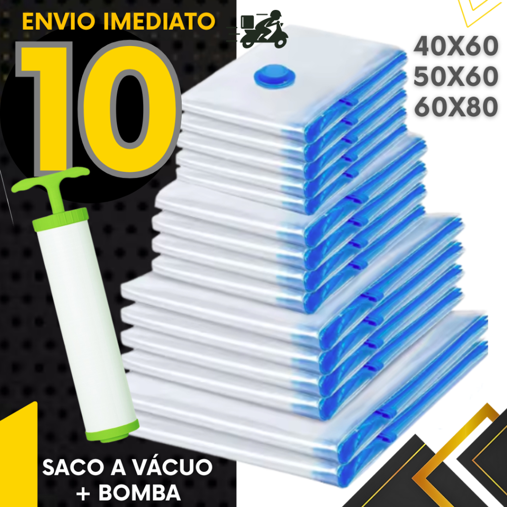 Kit 10, 9 ou 6 un - Saco a Vácuo Bomba Manual Organizador Viagem Casa Roupas Cobertas Reutilizável