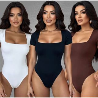 Body Femino Decote Quadrado Suplex Premium Modelador Básico Chic em Oferta na Shopee