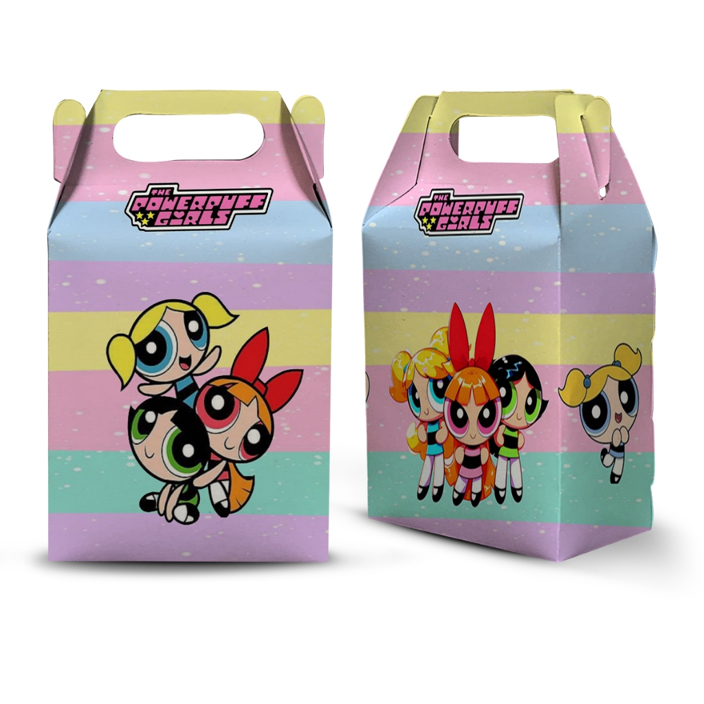 10 CAIXA MILK MALETINHA TEMA  MENINAS SUPERPODEROSAS LEMBRANCINHA PERSONALIZADA CRIATIVAS PARA FESTAS E PRESENTE