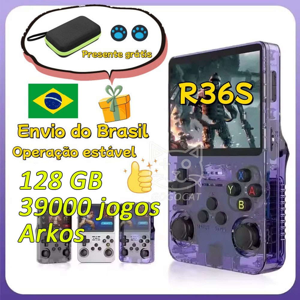 R36S 128GB 39000 jogos Arkos console De Retrô Portátil Tela IPS De 3.5 Polegada GTA for PSP PS1 N64