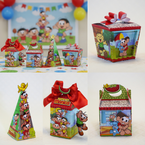 KIT MONTADO - kit personalizados TURMA DA MÔNICA, lembrancinhas caixinhas mimos de aniversário festa infantil