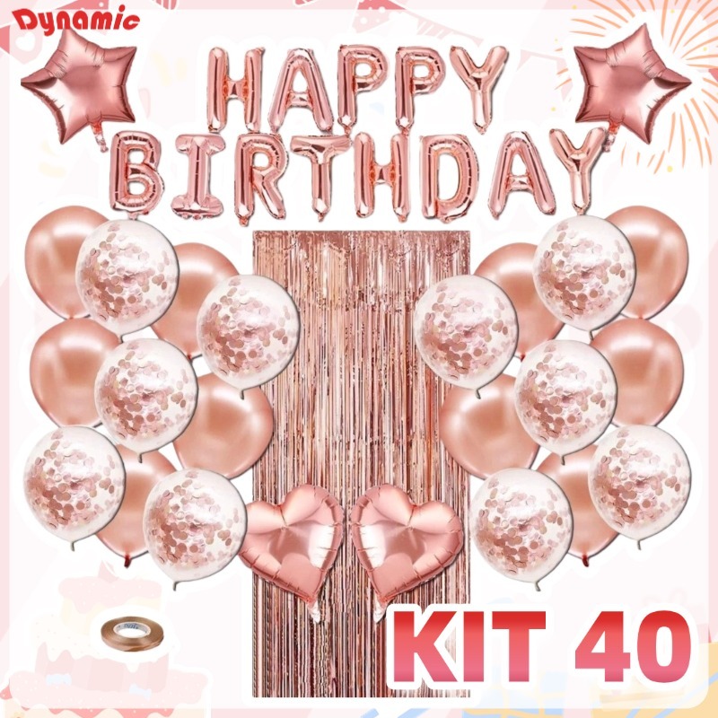 KIT 40 Balões de Ouro Rosa Rosa Decoração de Balões de Ouro Conjunto de Aniversário Suprimentos para Festa em Oferta na Shopee