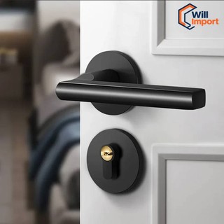 Fechadura universal ajustável preta para quarto, substituição de porta antiga, alça silenciosa, hardware de fechadura