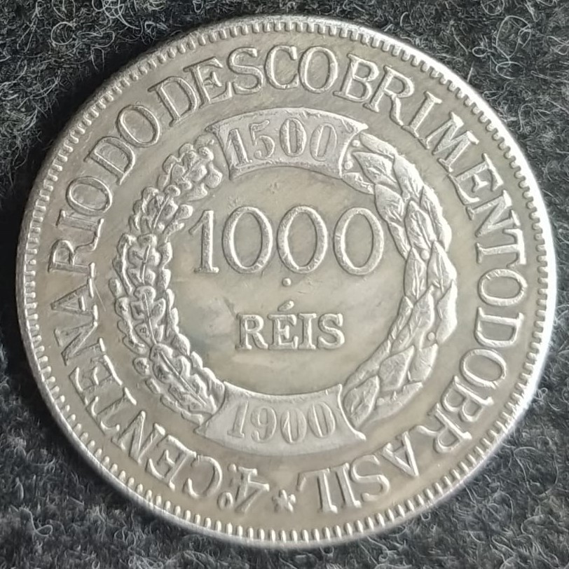 JR-931 Moeda Não Original 1000 Réis 1900 - Comemorativa dos 400 Anos do Descobrimento do Brasil