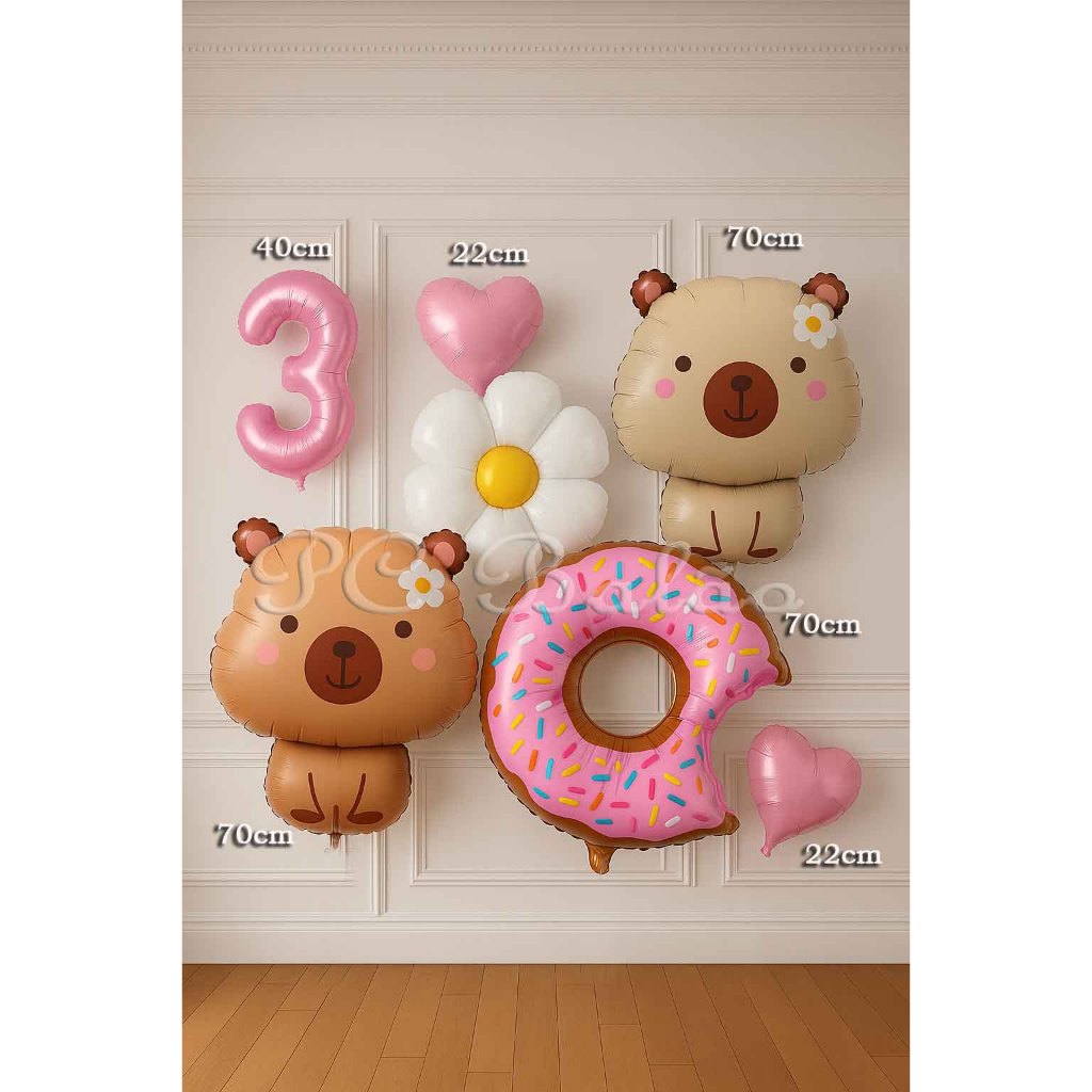 Kit 7 Balão Metalizado 2 CAPIVARA GIGANTE + N° 40cm + 2 Coração ROSA CLARO 1 MAGARIDA 1 ROSQUINHA em Oferta na Shopee