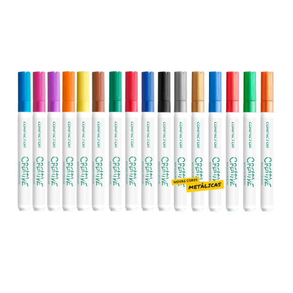 Kit 16 Cores de Marcadores De Porcelana Creative  - Compactor