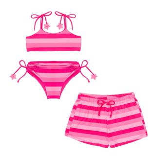 Kit Biquíni Dupla Face + Shorts Menina Proteção Solar Uv Infantil Praia em Oferta na Shopee