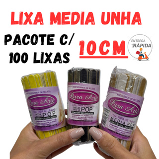 LIXA DE UNHA (10 cm) MEDIA PACOTES COM 100 A 500 PRETA / CANARIO / PARDA em Oferta na Shopee