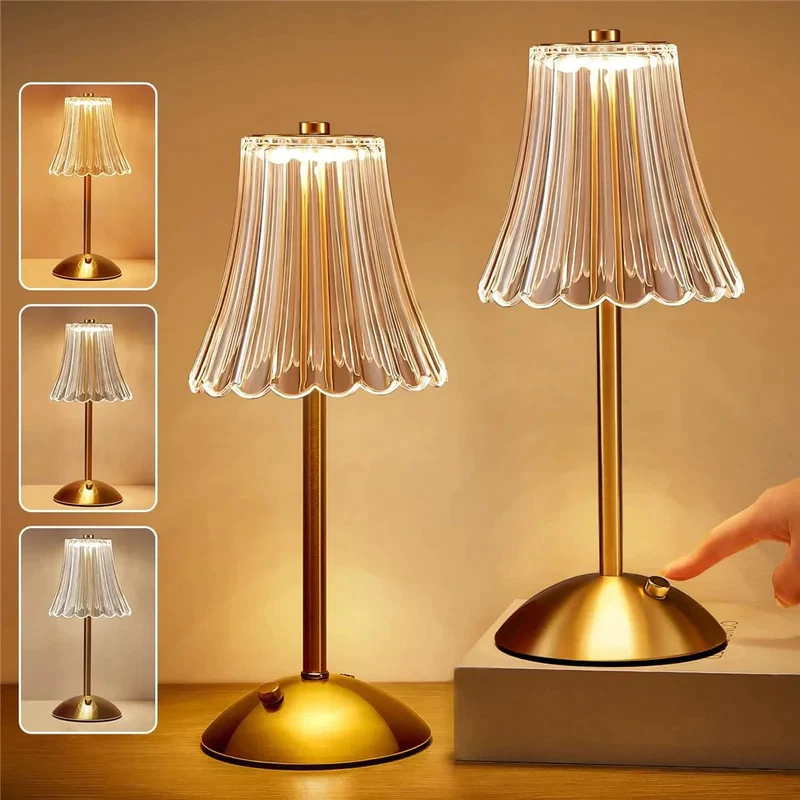 Luminária Abajur de mesa Com 3 cores LED Regulável Recarregável