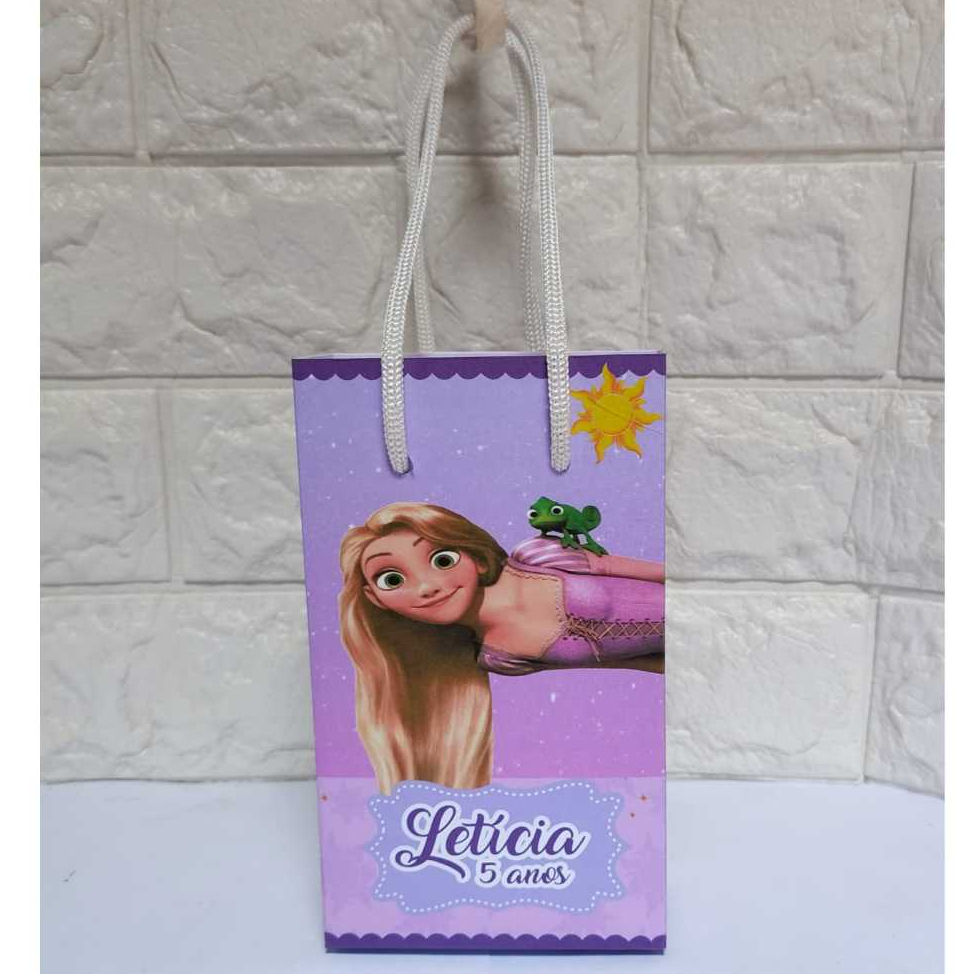 Sacolinha Surpresa Personalizada Lembrancinha Rapunzel Enrolados PEGUE E MONTE