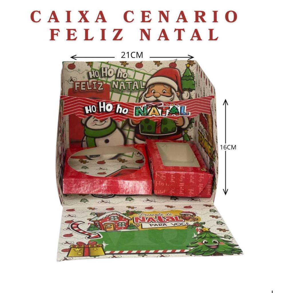 Caixa Cenario de Natal Lembrancinha Natalina Presente Criativo para Bento Cake Panetone 1Unidade