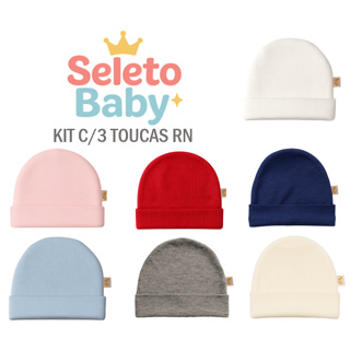 Kit com 3 Toucas RN Maternidade Algodão Premium Super Macio | Toquinha Enxoval Bebe em Oferta na Shopee
