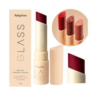 Batom Bala Glass Creamy Matte Maquiagem Ruby Rose em Oferta na Shopee