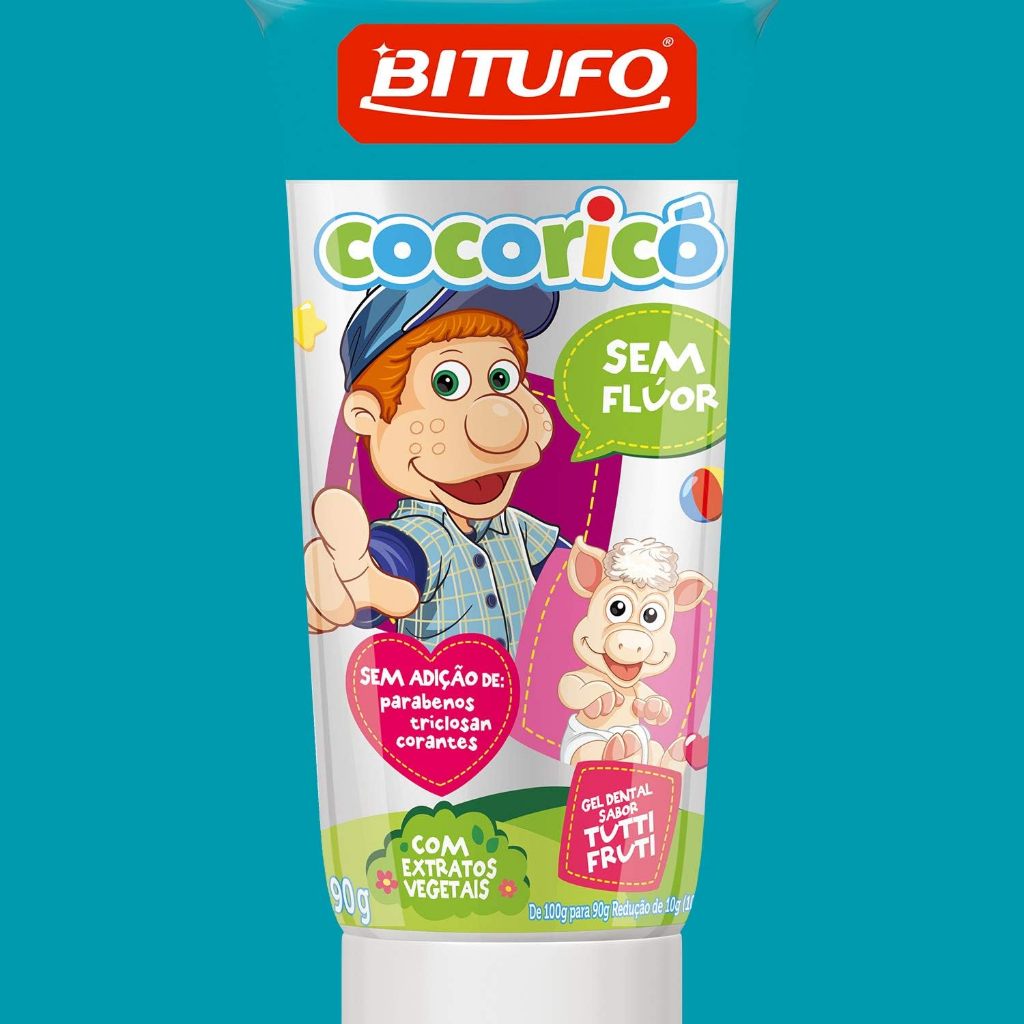 Gel Dental Bitufo Cocorico Sem Fluor Tutti Frutti 90G