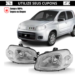 Par/Un Farol Dianteiro Cromado Uno 2011 2014 Fiorino 2011 2021