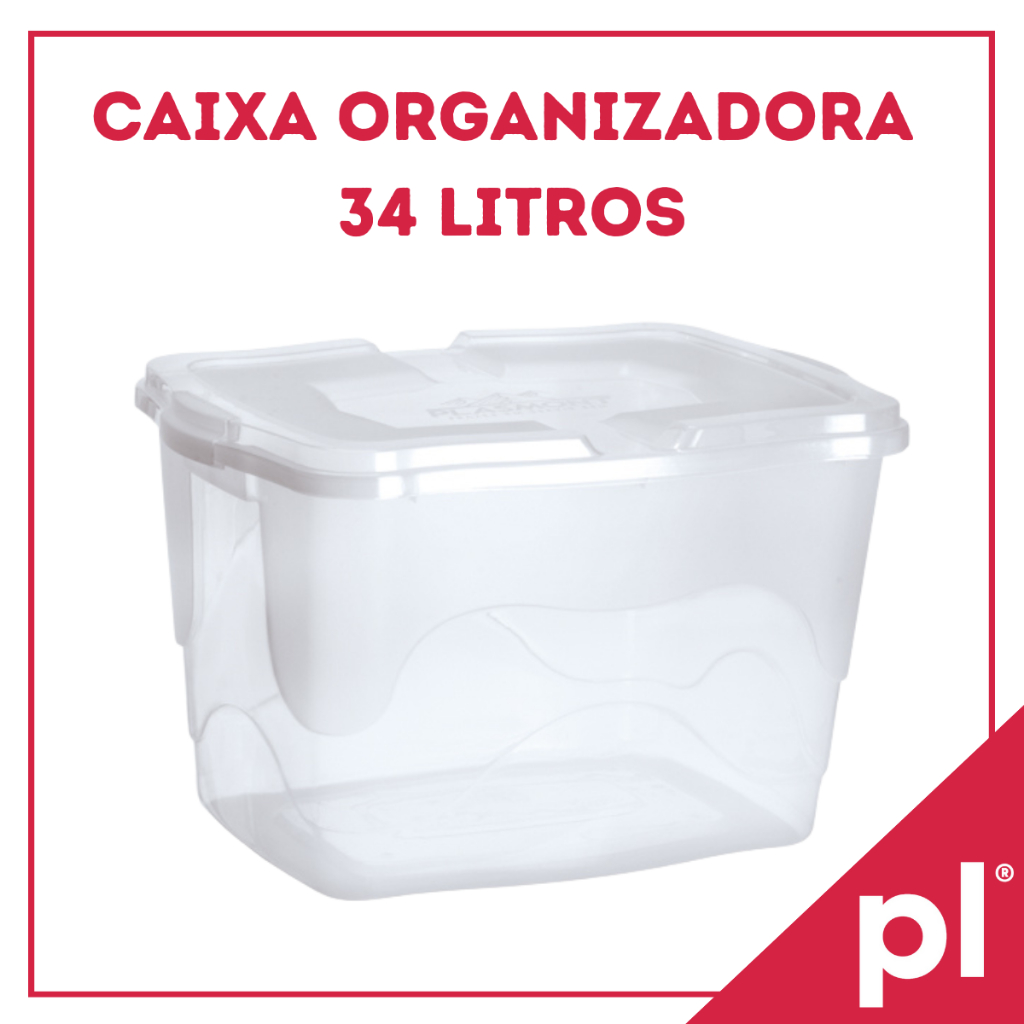 Kit 2 Caixas Organizadoras 34L Transparente de Plástico Brinquedos Roupas Livros em Oferta na Shopee