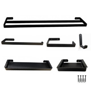 Kit Completo Assessórios Para Banheiro Preto Toalheiro Duplo Saboneteira Porta Shampoo em Oferta na Shopee