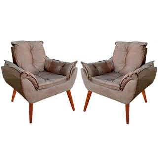 2 Poltronas Opala Cadeira Decorativa Para Sala de Espera e Consultório Suede Cores em Oferta na Shopee