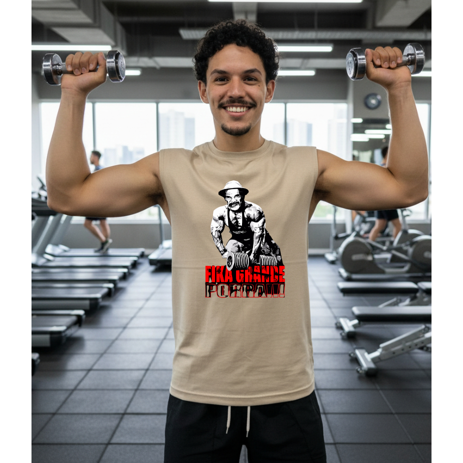 Camiseta Regata Masculina Academia Treino Streetwear Blusa  Fio 30.1 Malha Leve Regata Machão Estampada Madruga Fitness