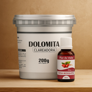 Dolomita Clareadora 200g Pote mais Óleo de Rosa Mosqueta 30ml Cuidados Naturais com a Pele em Oferta na Shopee