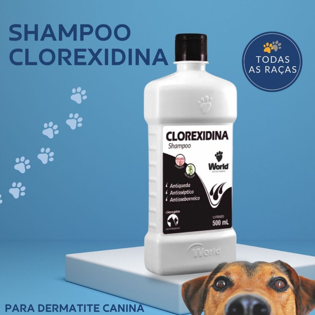 Shampoo Cachorro Shih Tzu Clorexidina 500ml Dermatite Seborreia Alergia Antiqueda